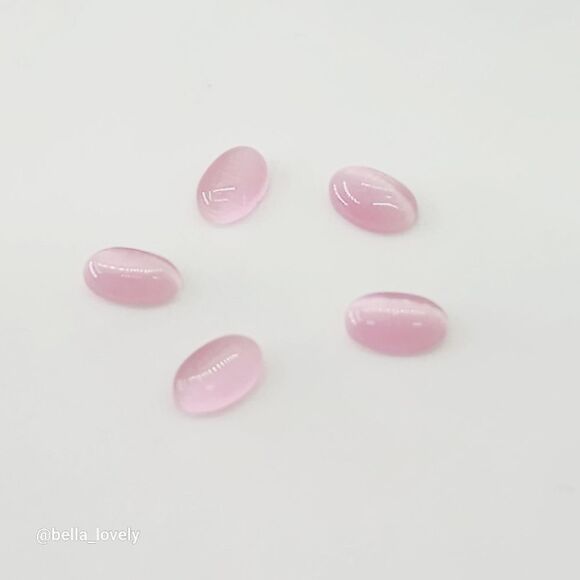 Tiny!! 5 Pieces 6x3x1mm Pink Cat Eye Jasper Oval Cab Cabochon - Picture 6 of 7